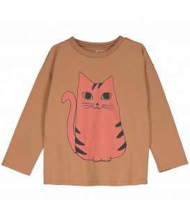 Red Cat L/sleeve T-shirt Brown