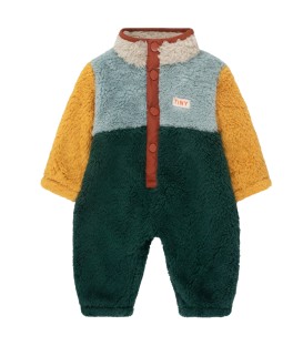 Color Block Polar Sherpa Baby One-piece cinza/verde garrafa