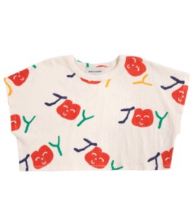 T-shirt branca cropped Smiling AOP