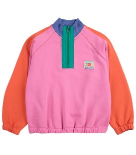 Smiling Color Block 1/4 zipped Sweatshirt