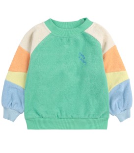 Green Color Block Terry Cloth Baby Sweatshirt