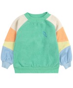 Green Color Block Terry Cloth Baby Sweatshirt