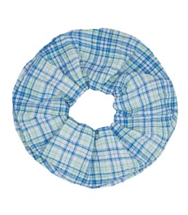 Blue Checked Scrunchie