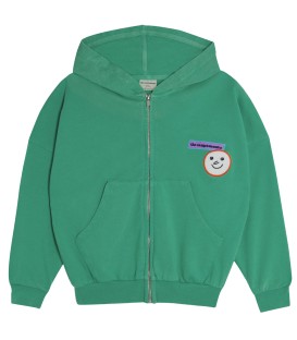 Green Washed Zipped Hoodie 