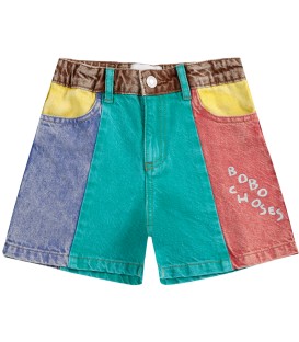 Color Block Denim Shorts