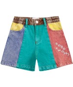 Color Block Denim Shorts