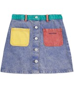 Color Block Denim Skirt