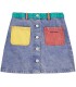 Color Block Denim Skirt