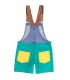 Smiling Color Block Denim Dungaree