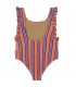 Stripes Swimsuit Papaya