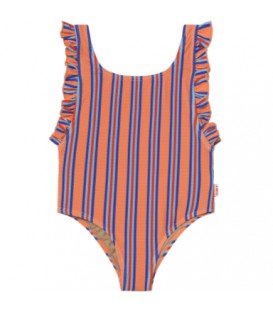 Stripes Swimsuit Papaya