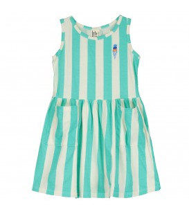 Sleeveless Dress Striped Ice Cream Off White