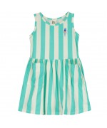 Sleeveless Dress Striped Ice Cream Off White