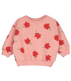 Baby Sweatshirt Poppies AOP Pale Pink